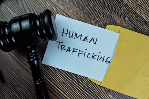 federal human trafficking, words human trafficking and judge gavel